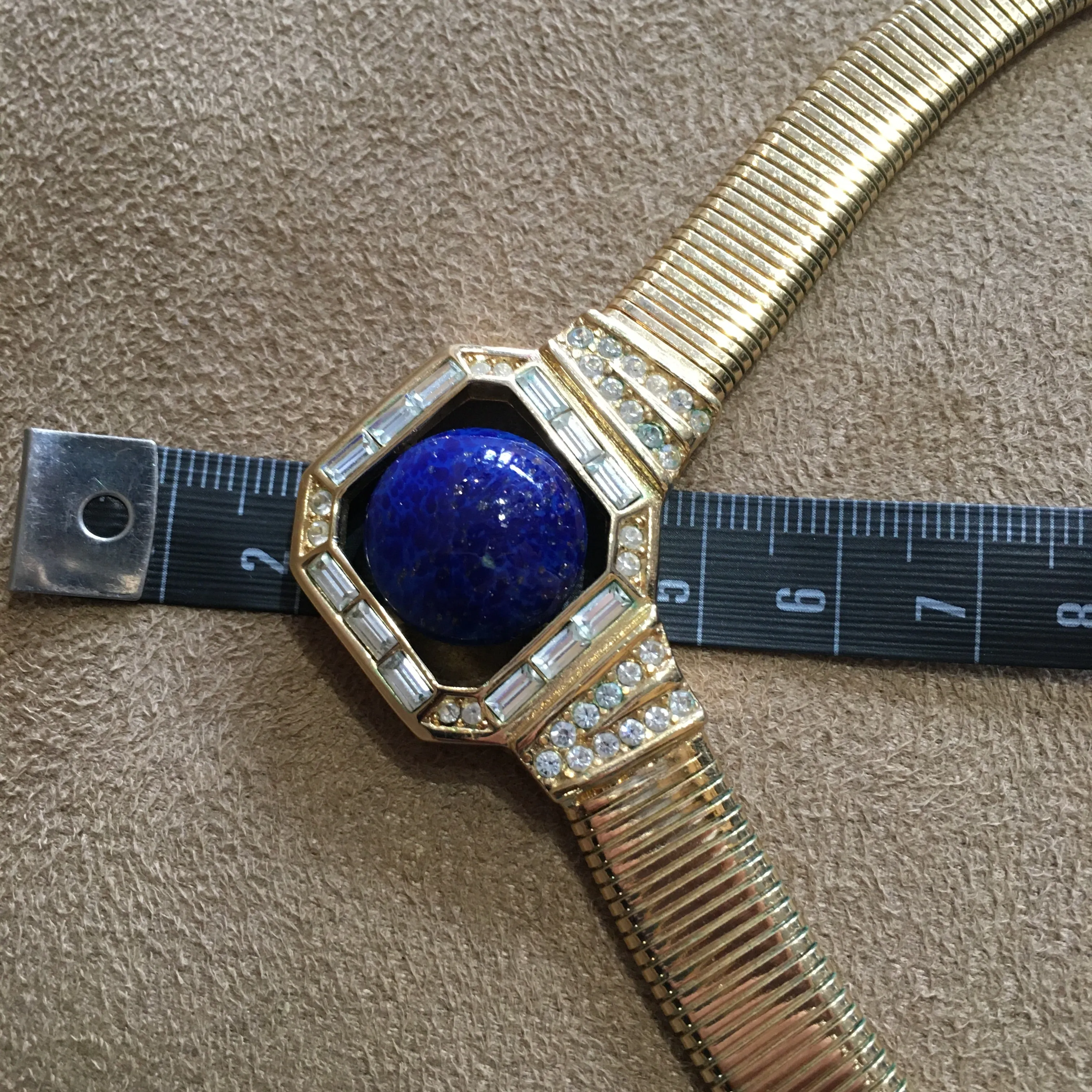 Christian Dior Lapis Blue Glass crystals and Gold Vintage necklace