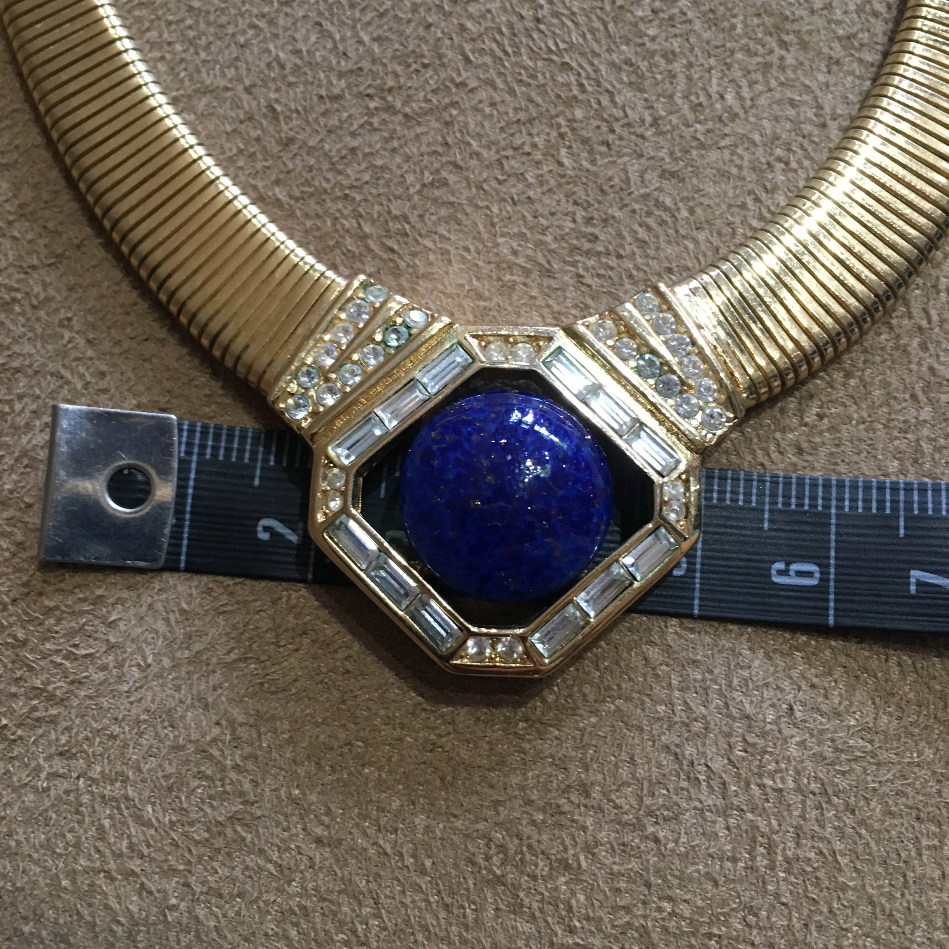 Christian Dior Lapis Blue Glass crystals and Gold Vintage necklace