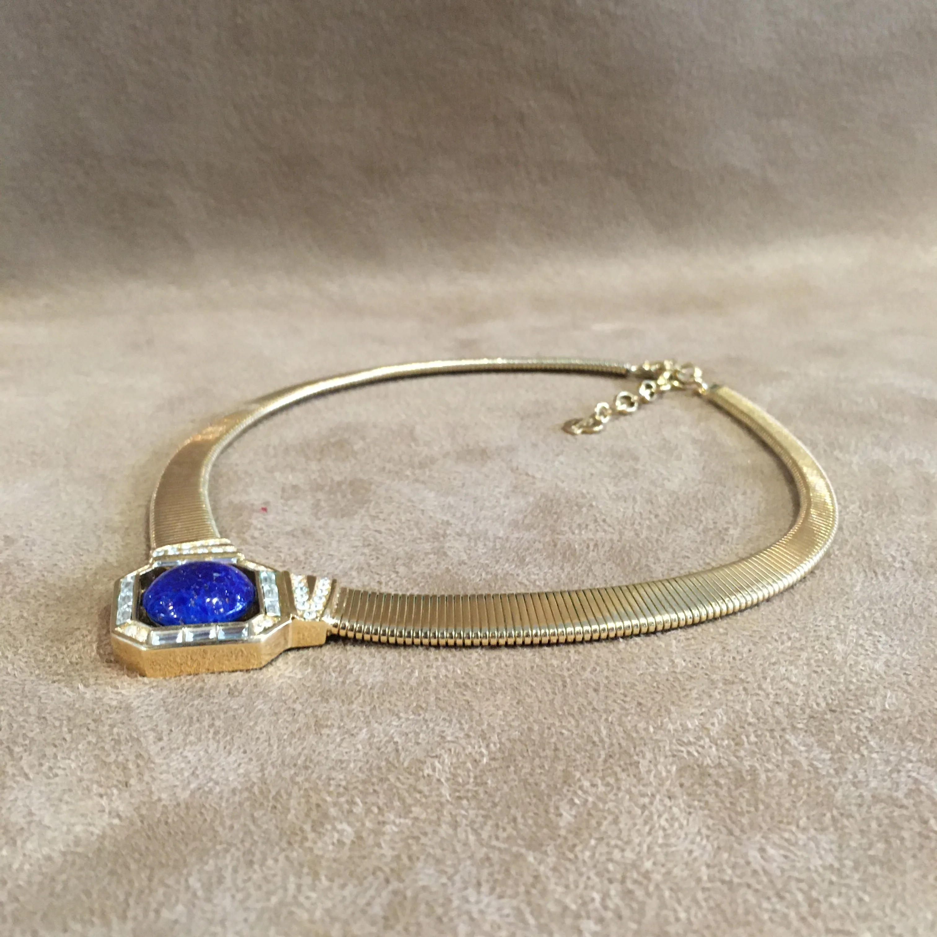 Christian Dior Lapis Blue Glass crystals and Gold Vintage necklace