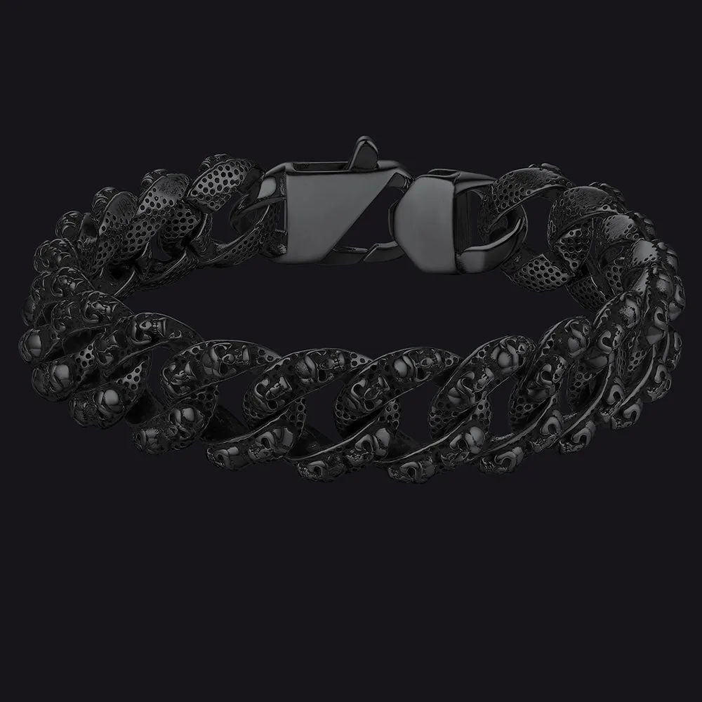 Chunky Heavy Skull Cuban Chain Bracelet for Men