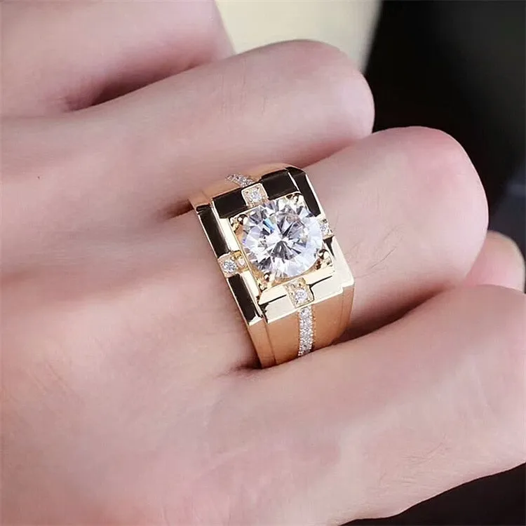 Classic High Carbon Men'S Finger Ring Imitation Gold Plating Domineering Wedding Ring