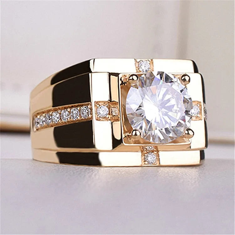 Classic High Carbon Men'S Finger Ring Imitation Gold Plating Domineering Wedding Ring