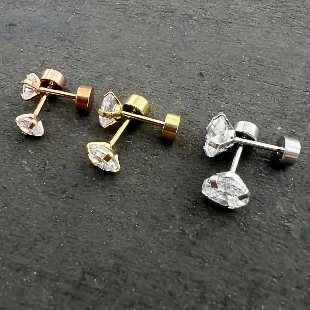 Clear Quartz Stud Earrings
