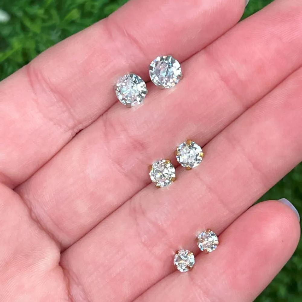 Clear Quartz Stud Earrings