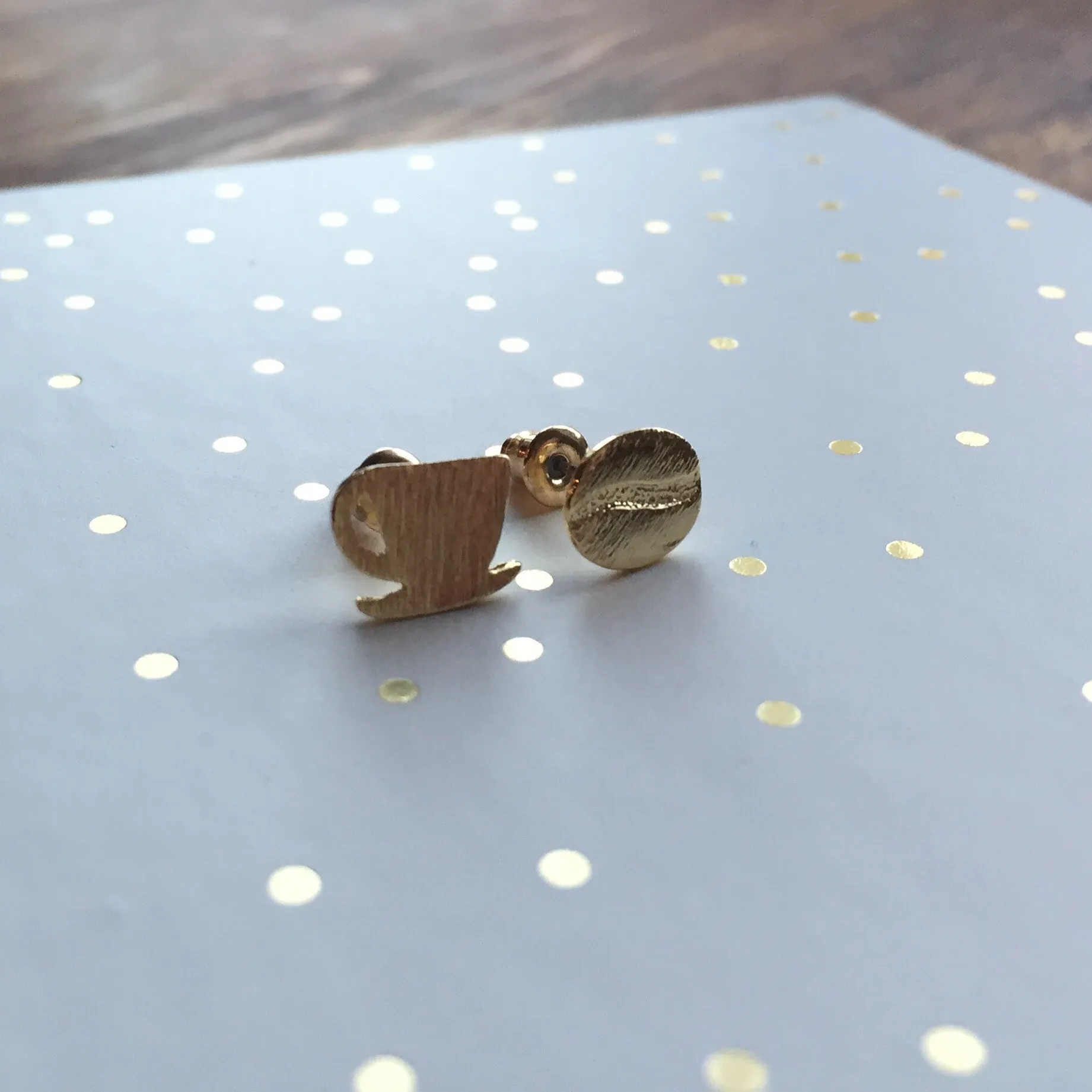 Coffee Cup & Bean Earrings in Rose Gold or Silver