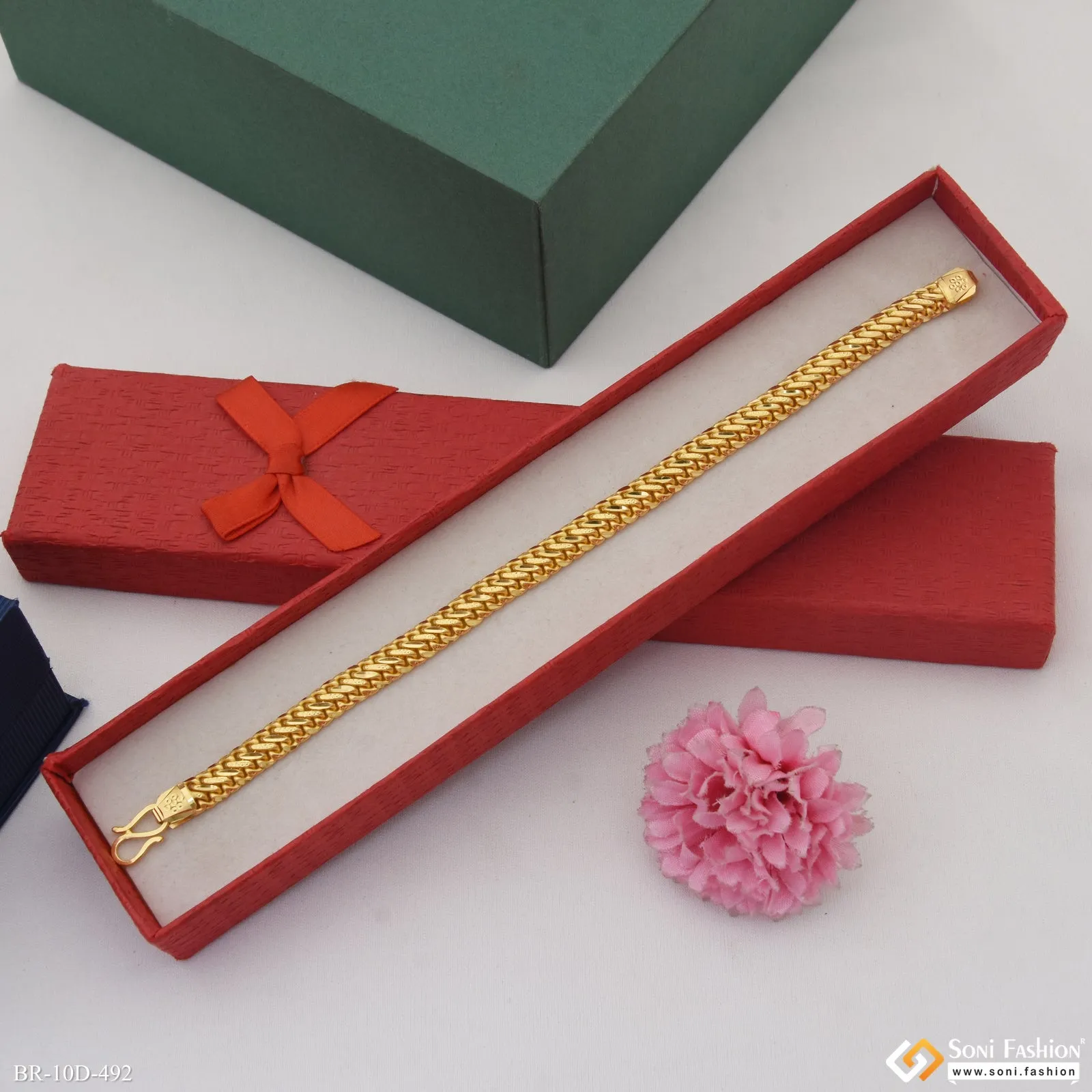 Cool Design Gold Plated Link Bracelet for Men - Style D492