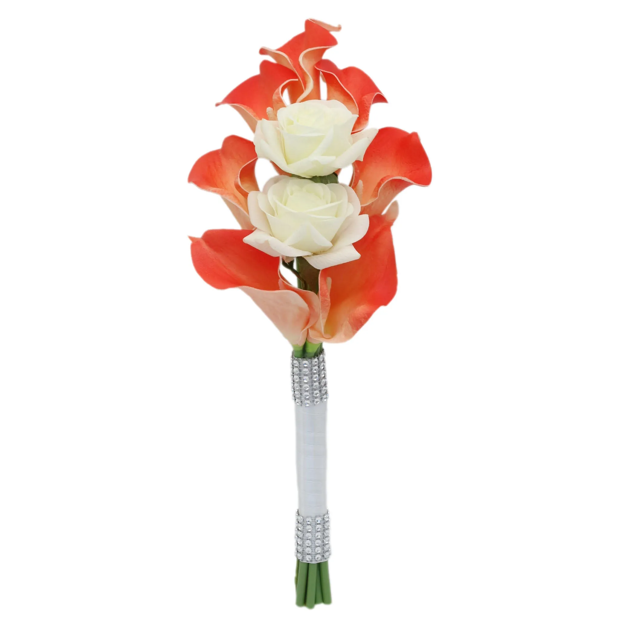 Coral and Navy Wedding Flowers Bridal Bridesmaids Bouquets Corsages