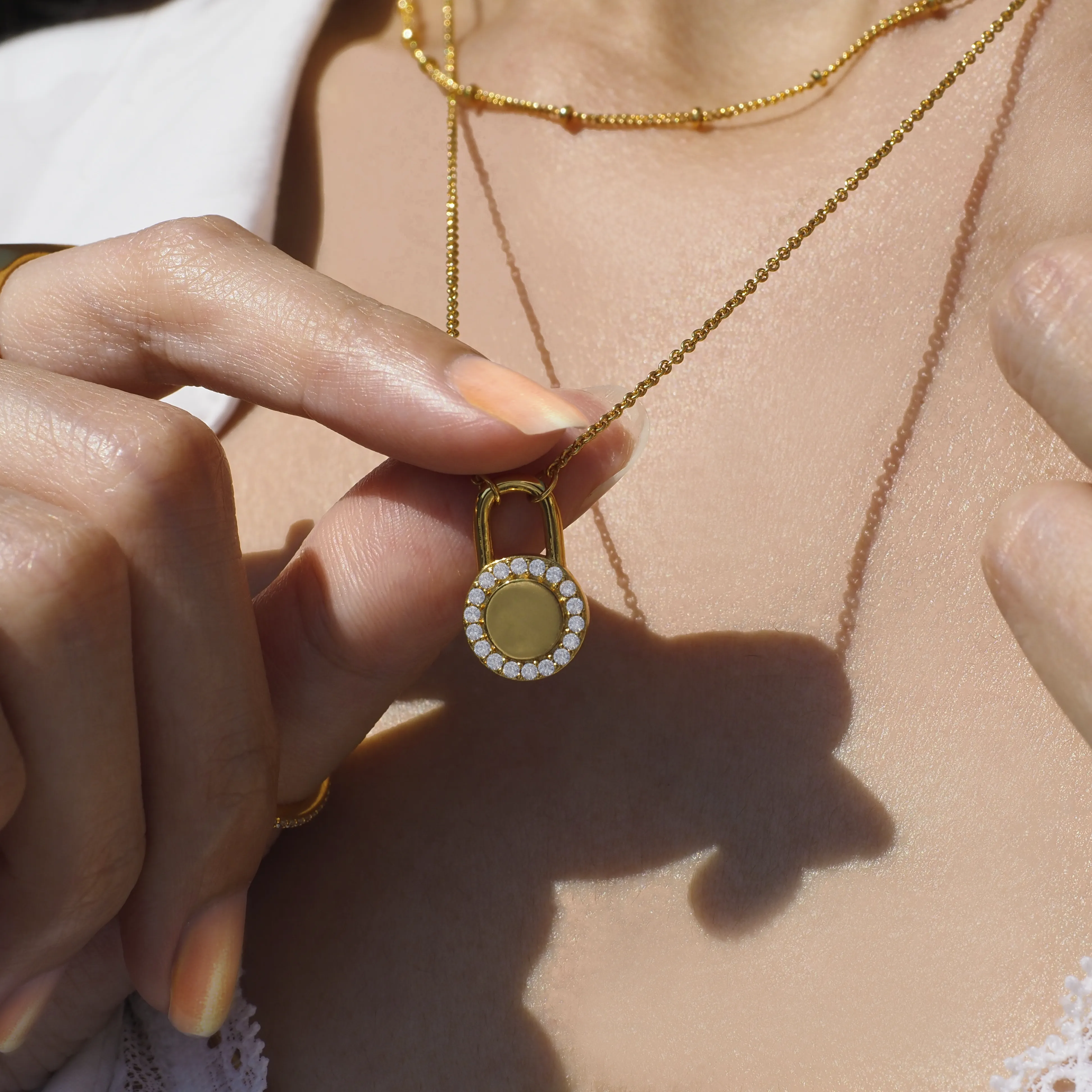 Crystal Circle Lock Necklace
