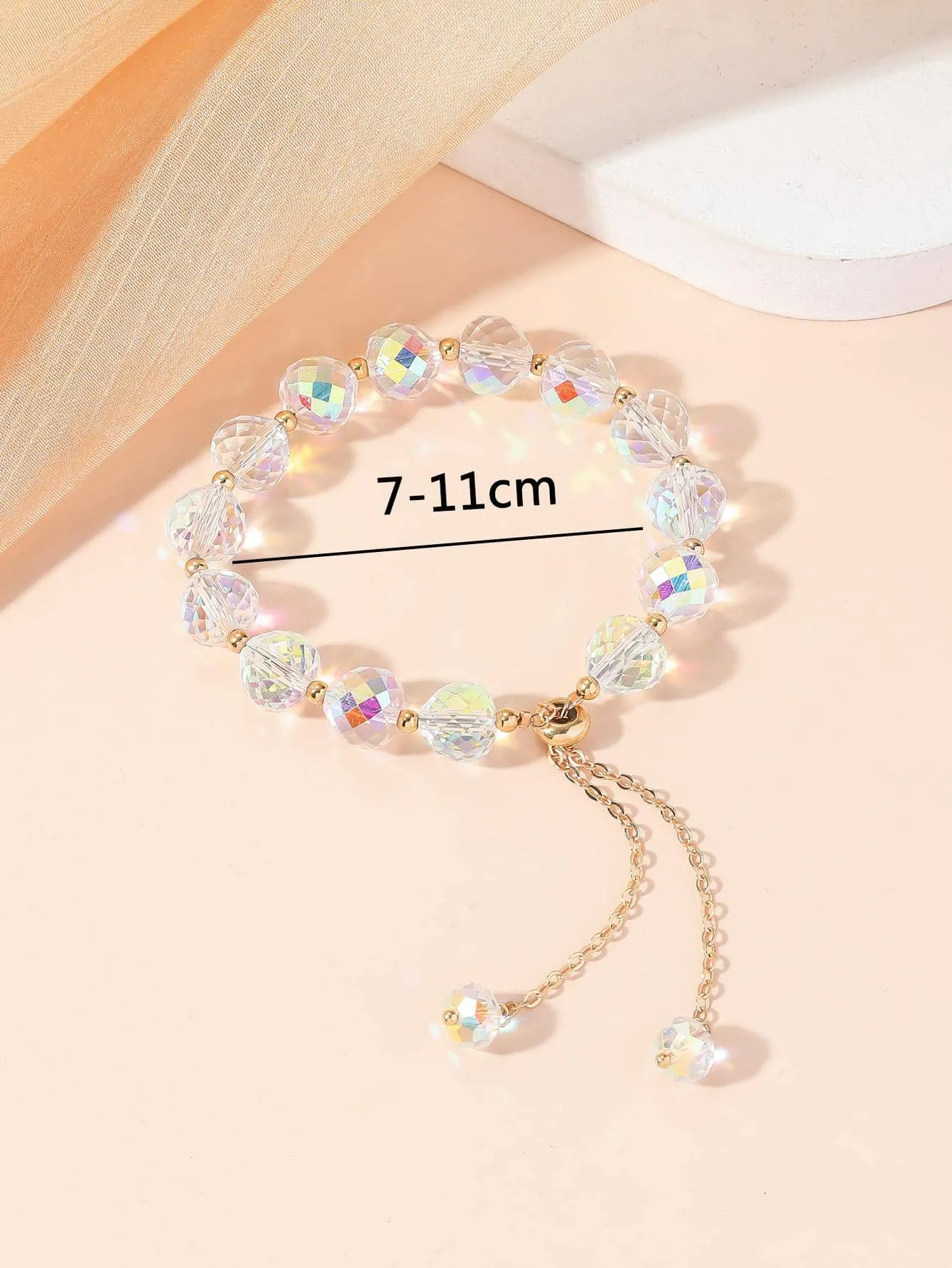 Crystal Decor Holographic Beaded Bracelet Women Bracelet Stackable Bracelet
