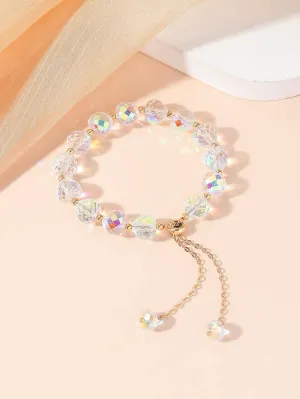 Crystal Decor Holographic Beaded Bracelet Women Bracelet Stackable Bracelet