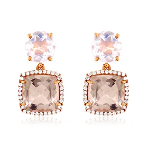 DEUX Earrings (1145) - Smoky Quartz, Opal Quartz  / RG