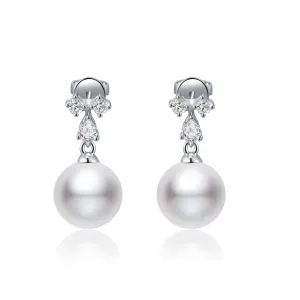 Diamond "Clover" Seawater Pearl Earrings