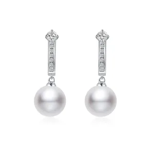 Diamond "Fortunate" Seawater Pearl Earrings