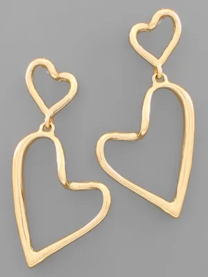 Double Outline Heart Earrings