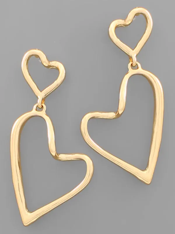 Double Outline Heart Earrings