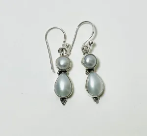 Double Pearl Hook Earrings 2 (CH66)