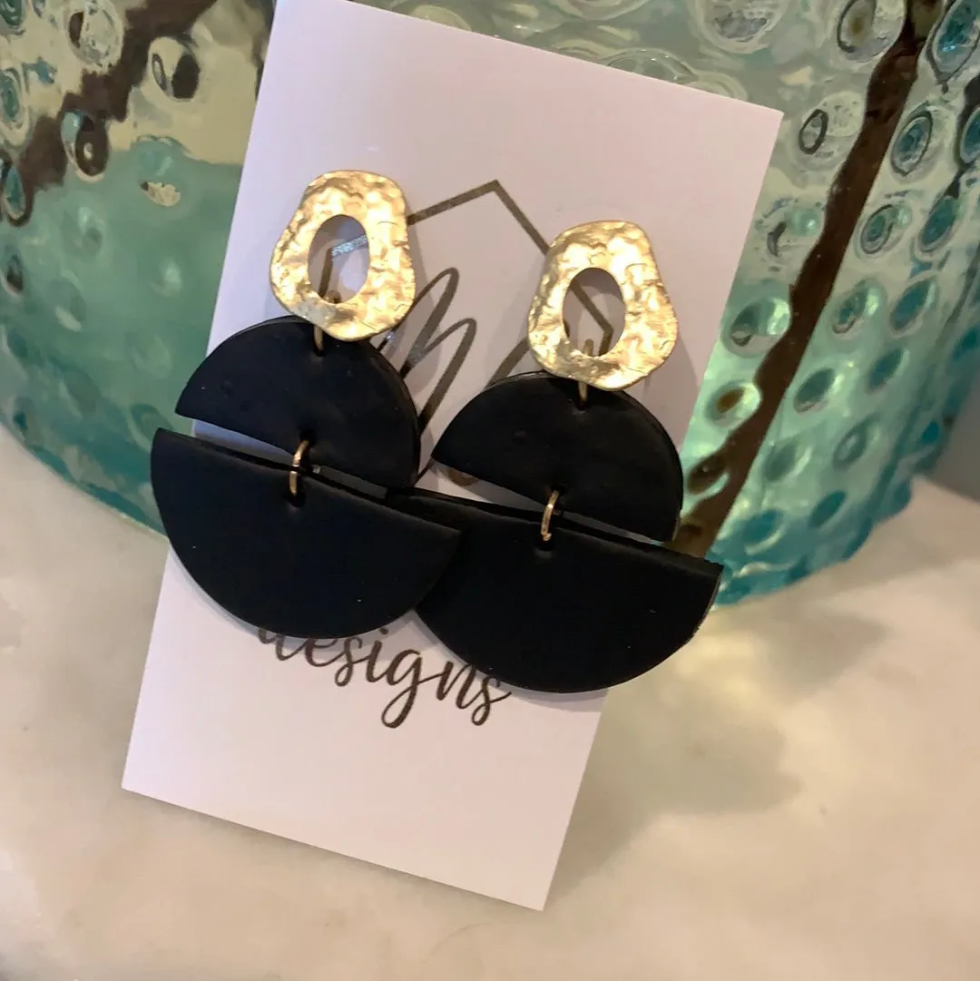 Double Semi Circle Clay earrings