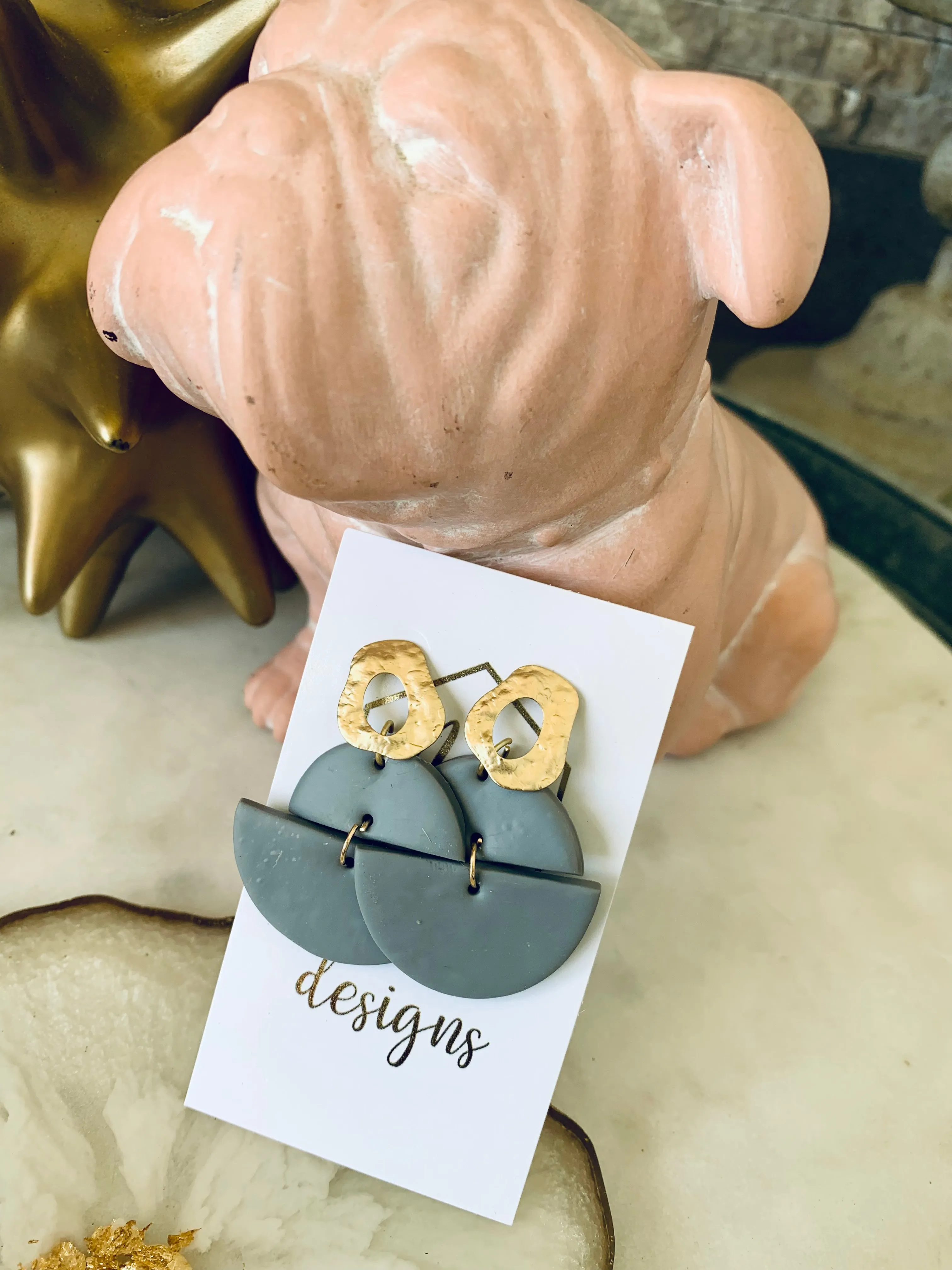 Double Semi Circle Clay earrings