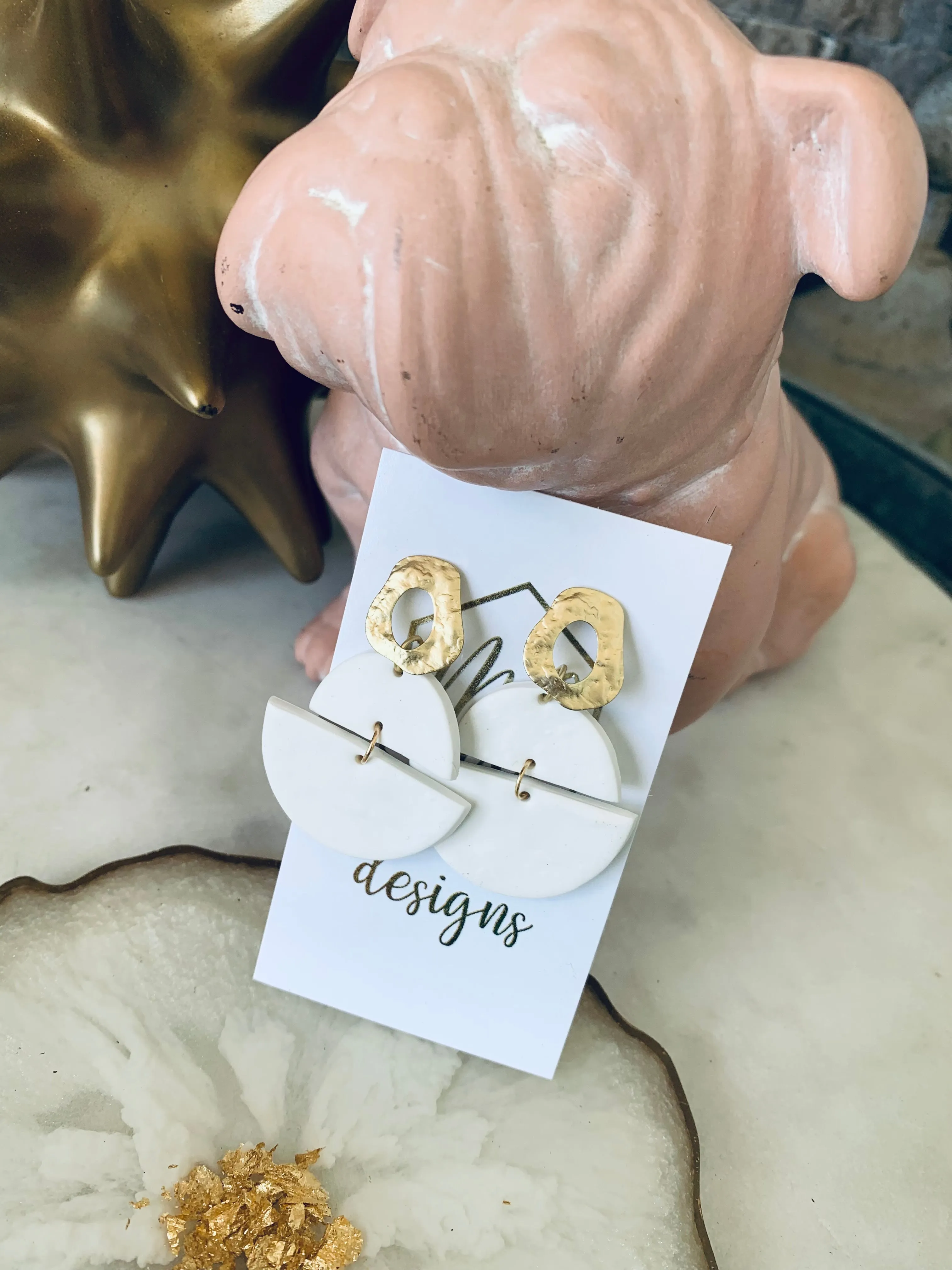 Double Semi Circle Clay earrings