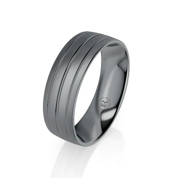Double Tantalum Centre Wedding Ring