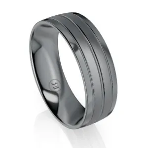 Double Tantalum Centre Wedding Ring