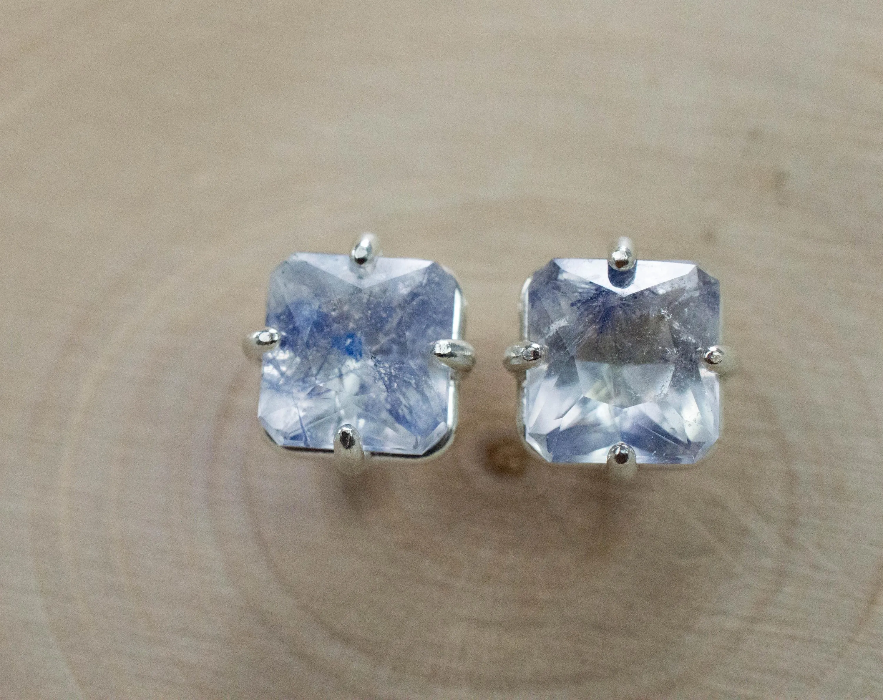 Dumortierite Quartz Earrings; Natural Untreated Brazil Dumortierite; 3.820cts