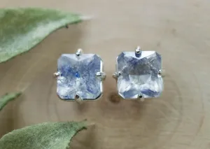 Dumortierite Quartz Earrings; Natural Untreated Brazil Dumortierite; 3.820cts