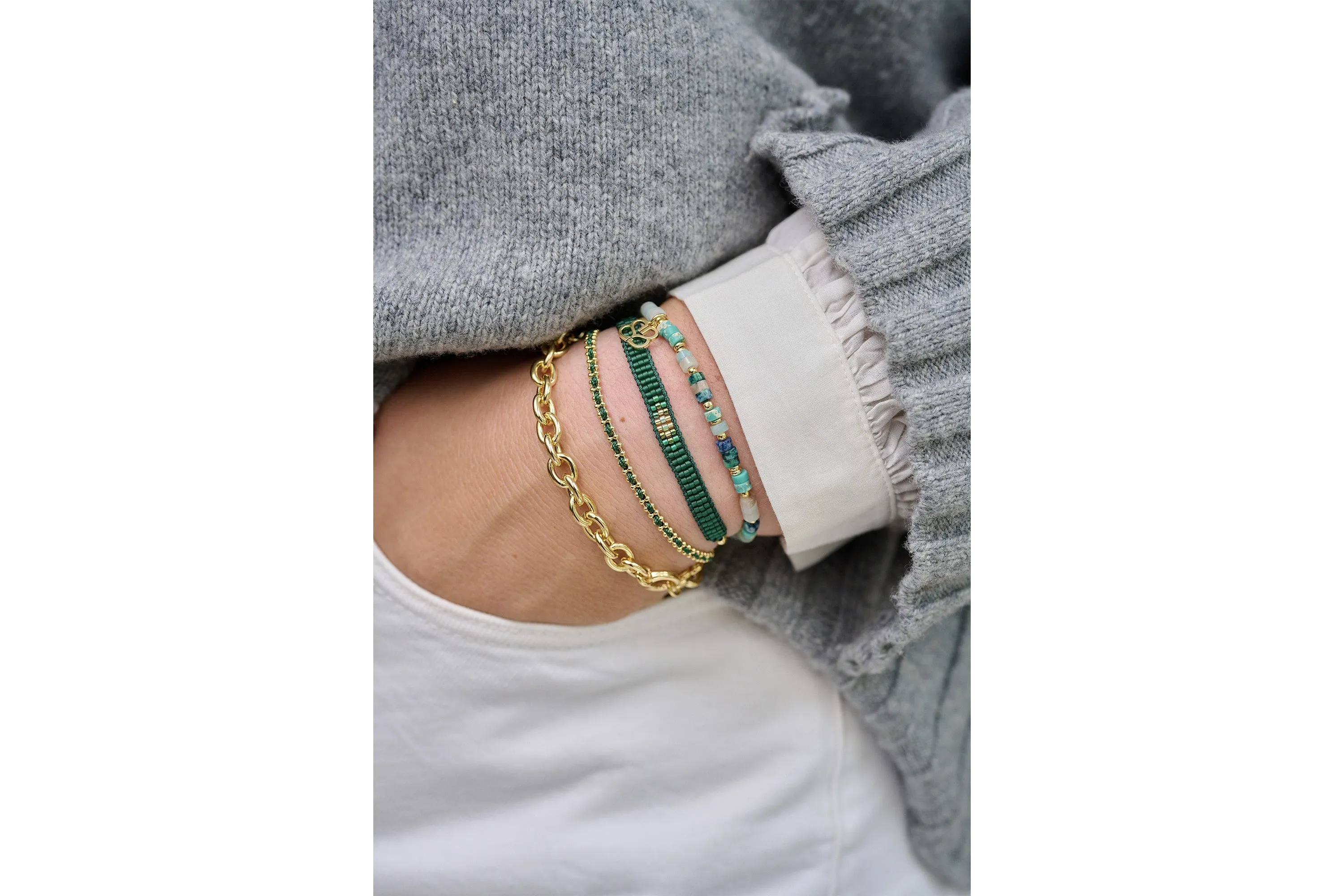 Eden 3 Layer Gemstone Bracelet Stack