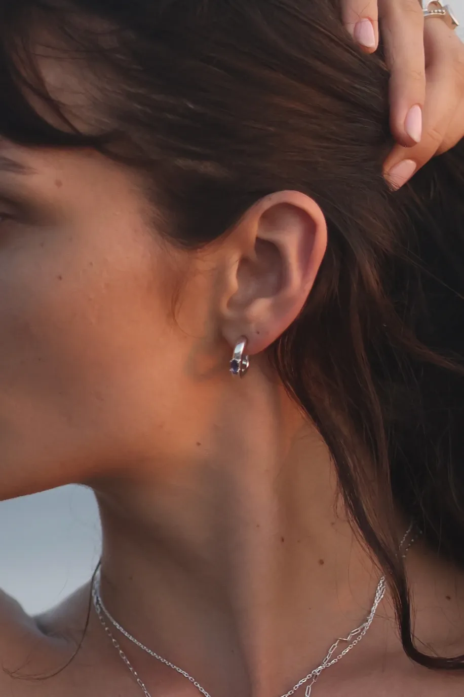 Elodie Iolite Silver Hoops