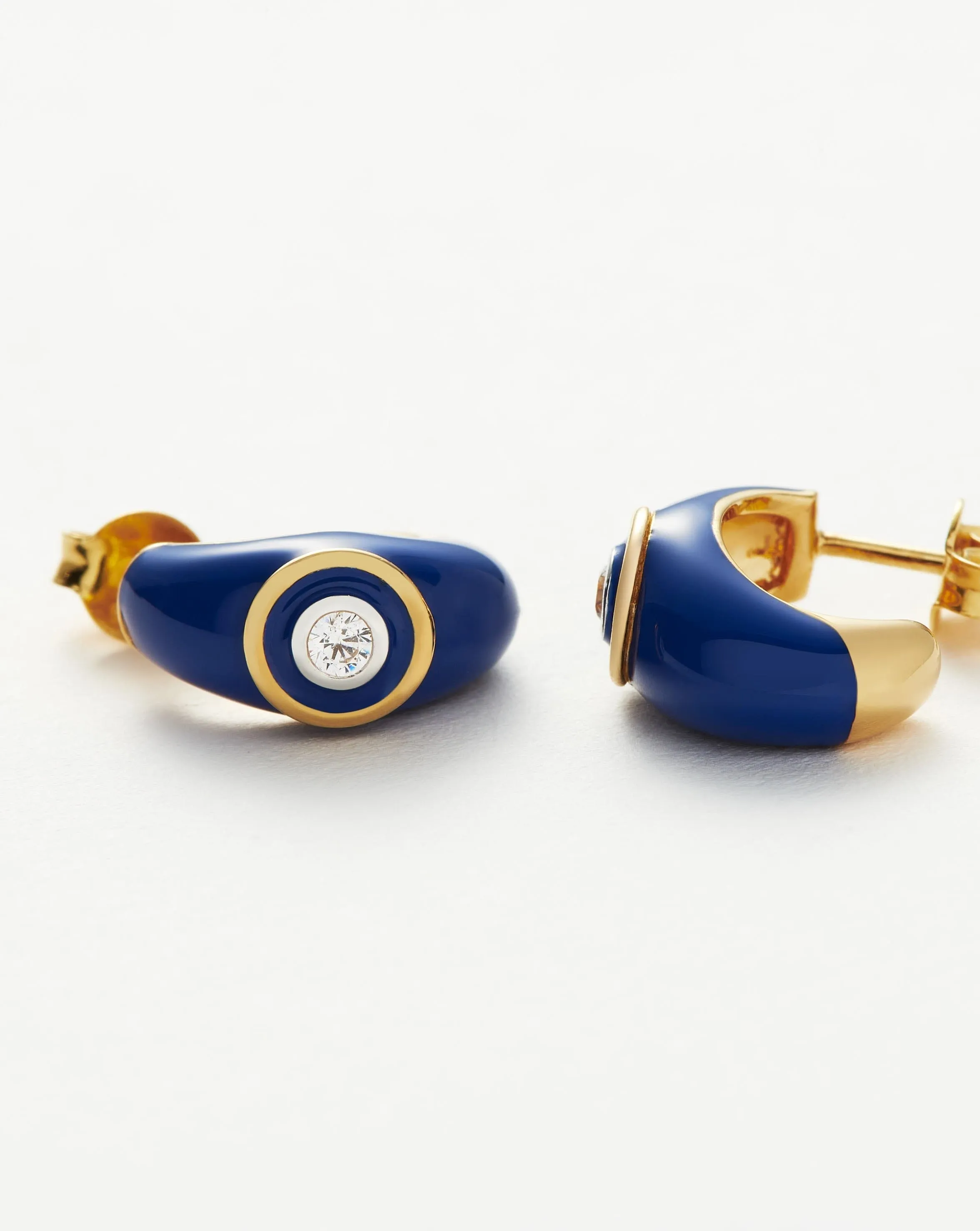 Enamel & Stone Dome Small Hoop Earrings
