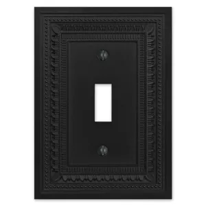 Filigree Border Matte Black Cast - 1 Toggle Wallplate