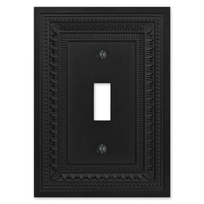 Filigree Border Matte Black Cast - 1 Toggle Wallplate