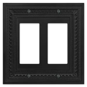 Filigree Border Matte Black Cast - 2 Rocker Wallplate