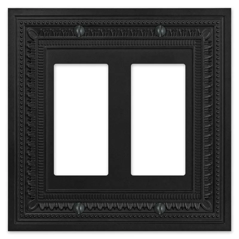 Filigree Border Matte Black Cast - 2 Rocker Wallplate