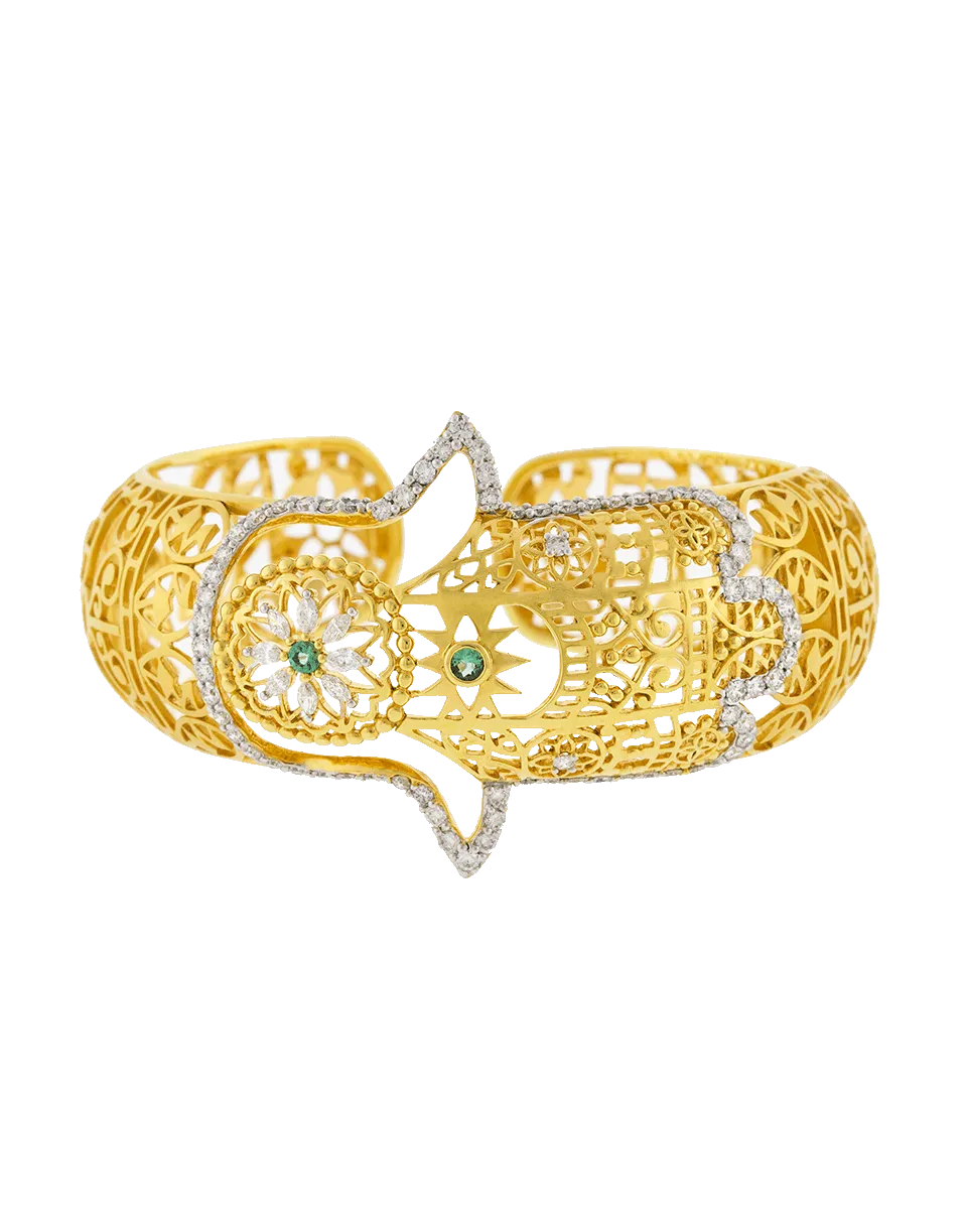 Filigree Hamsa Hinged Cuff Set