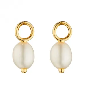 Fresh Water Pearl Assembled Hoop Yellow Gold Hoop Earring GY017W