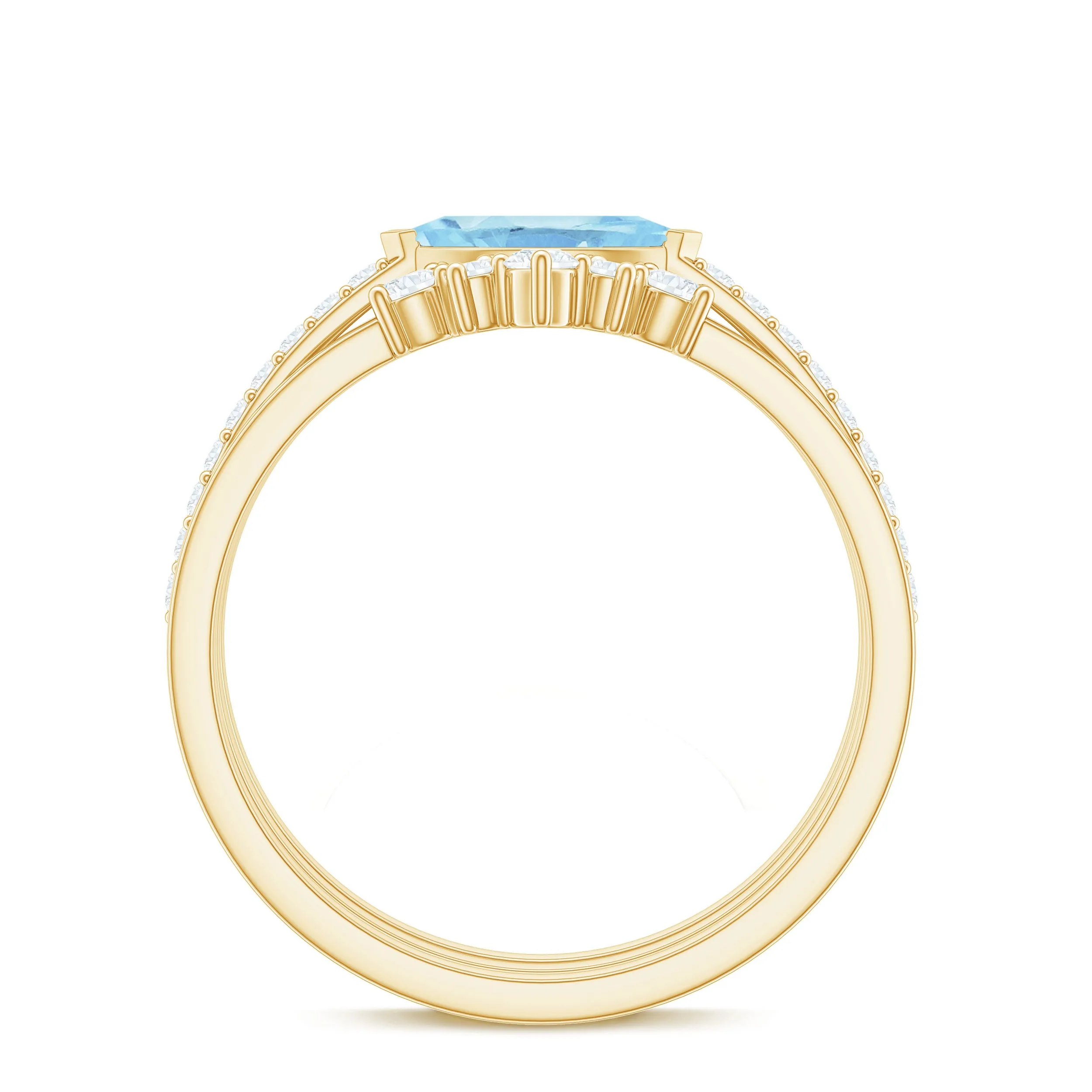 Genuine Aquamarine and Diamond Ring Set