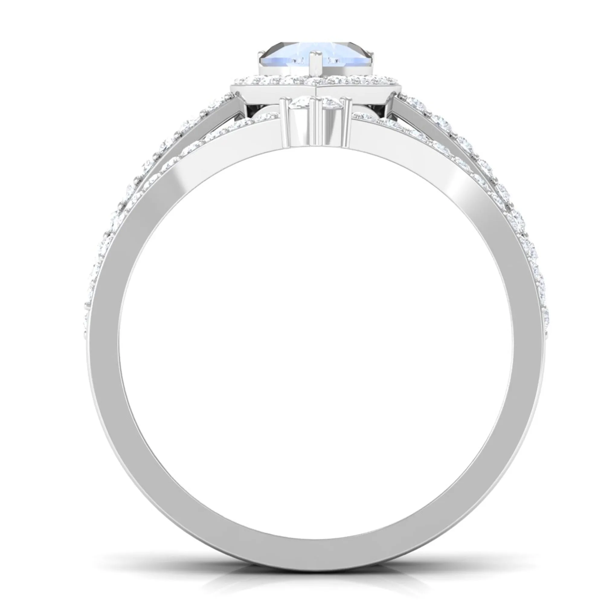 Genuine Moonstone Ring Set with Diamond
