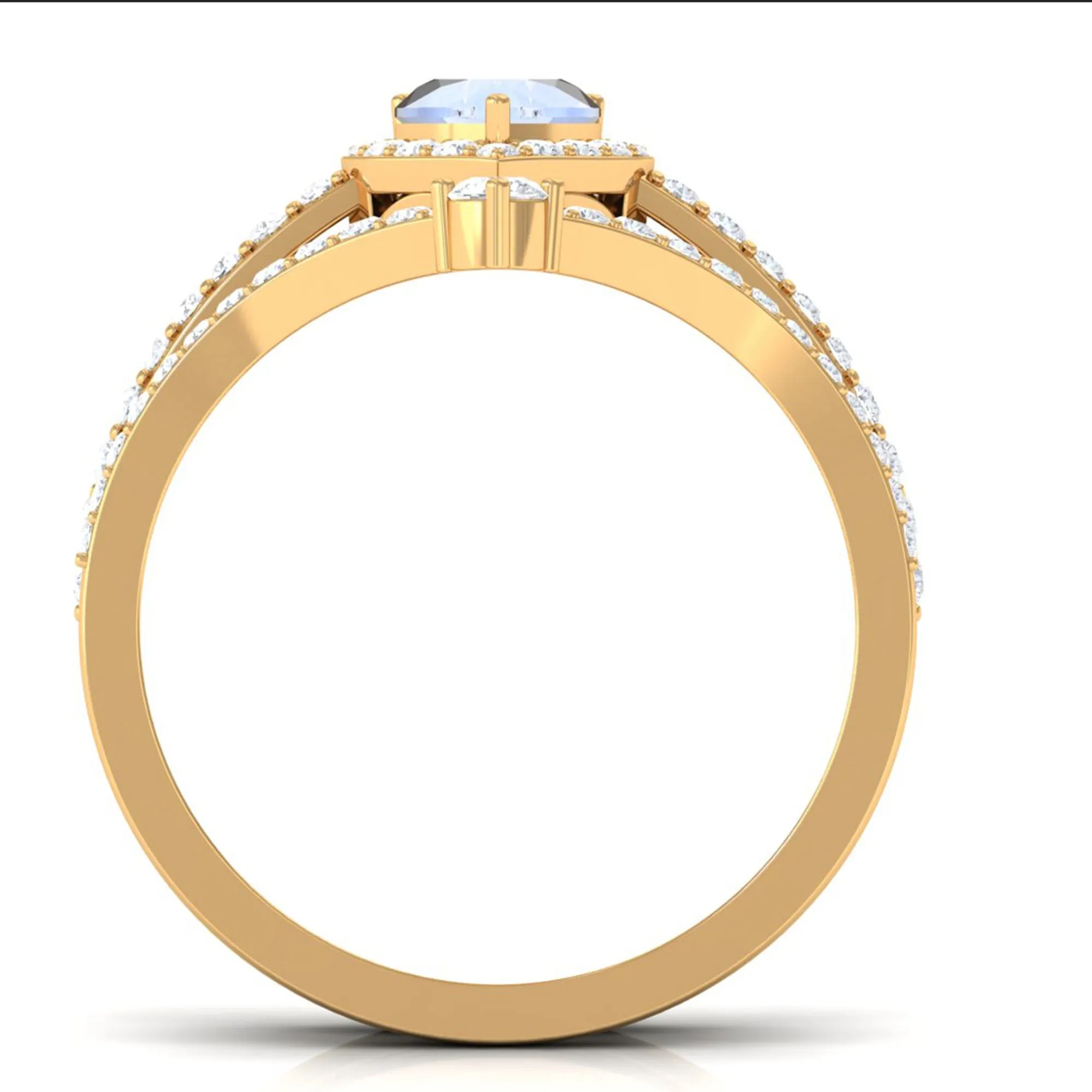 Genuine Moonstone Ring Set with Diamond