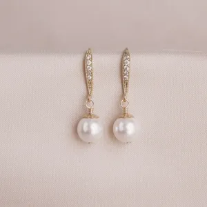 Gold & White Pearl Earrings