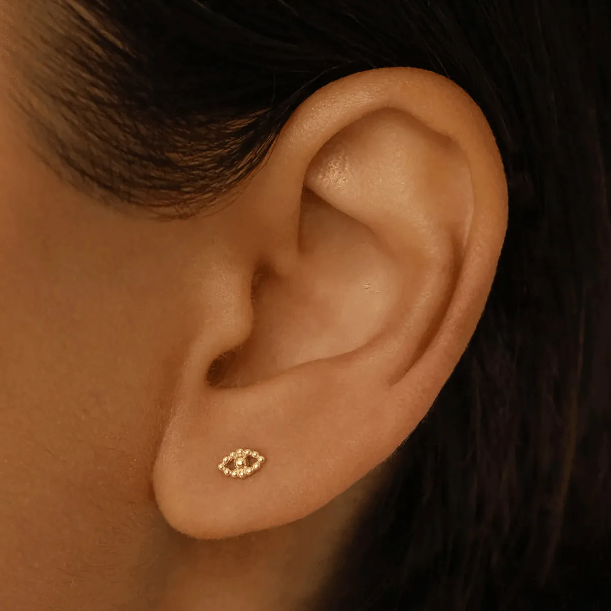 Gold Blessing Eye Stud Earring