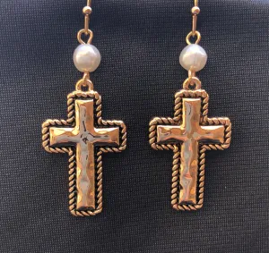 Gold Cross Earrings