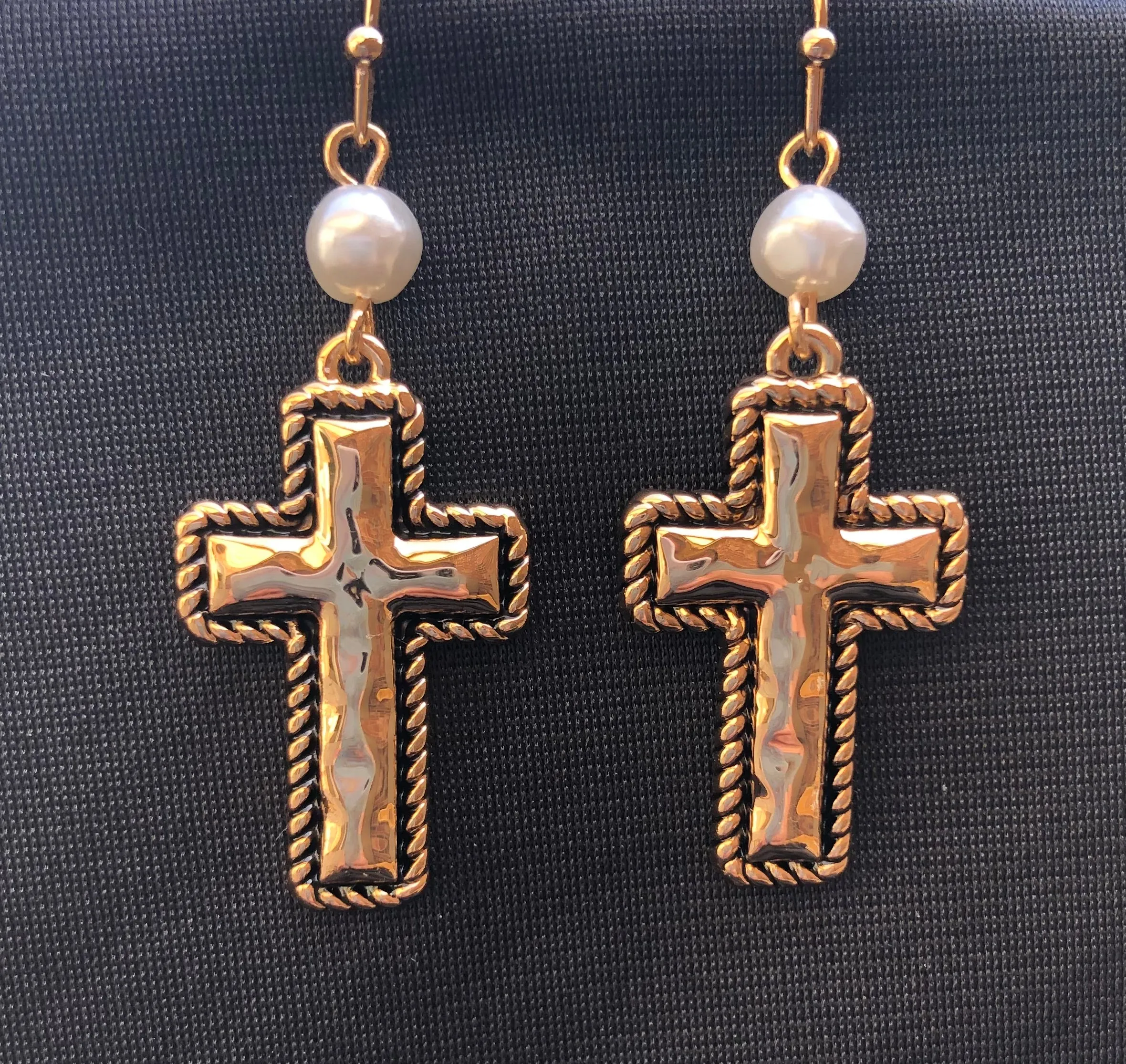 Gold Cross Earrings