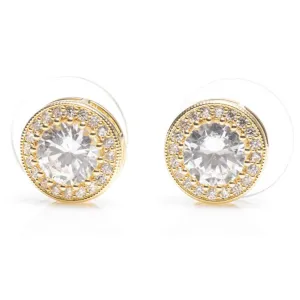 Gold Large White Stone Earrings