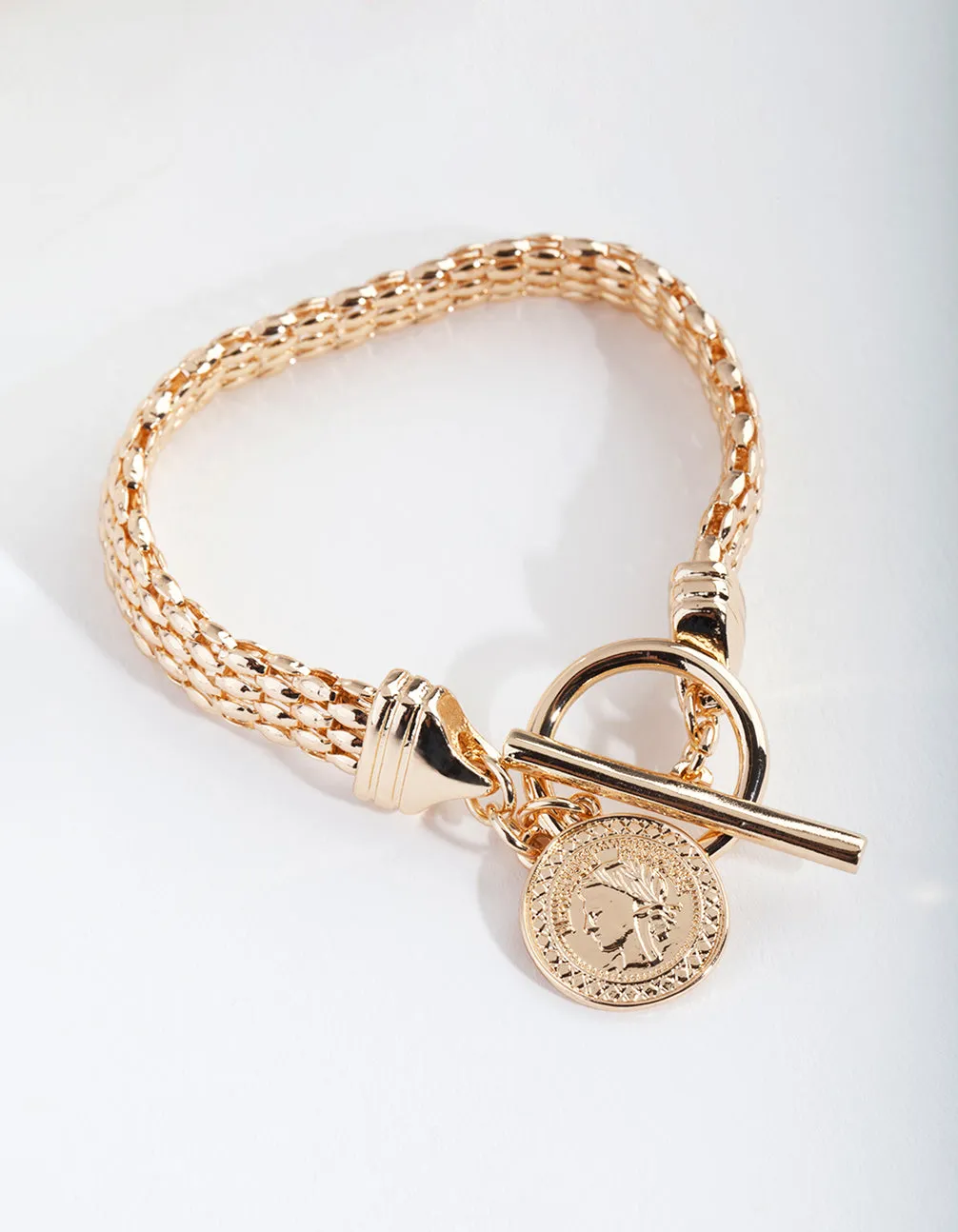 Gold Mesh Coin Bracelet
