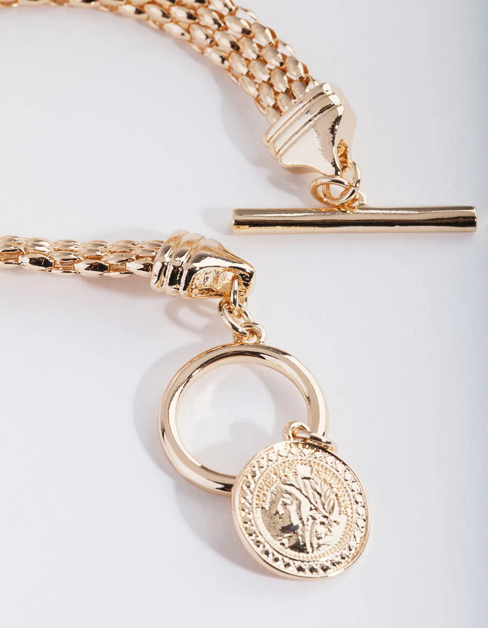 Gold Mesh Coin Bracelet