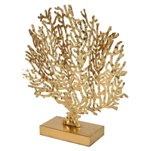 Gold Metal Coral Deco On Stand