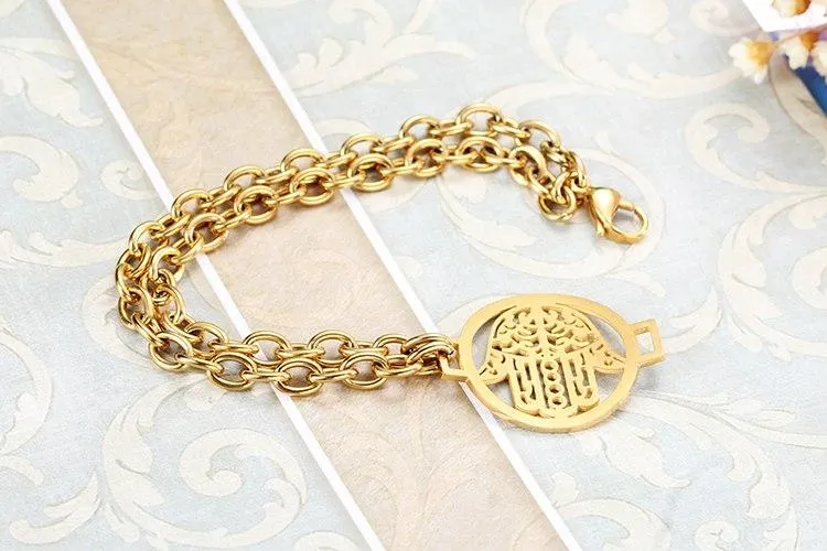 Gold or Silver Hamsa Hand Charm Bracelet