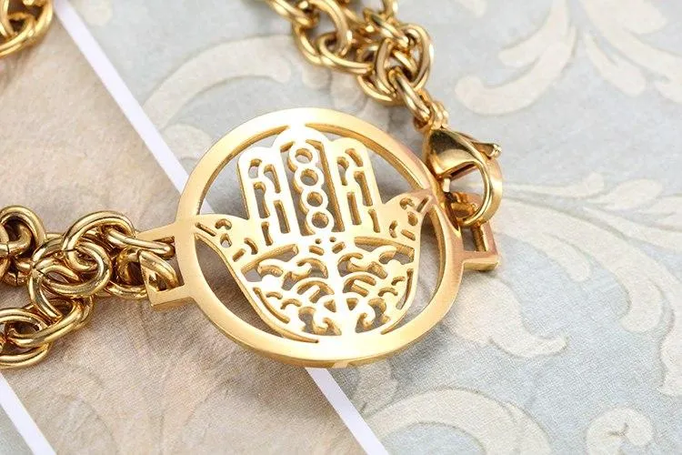 Gold or Silver Hamsa Hand Charm Bracelet