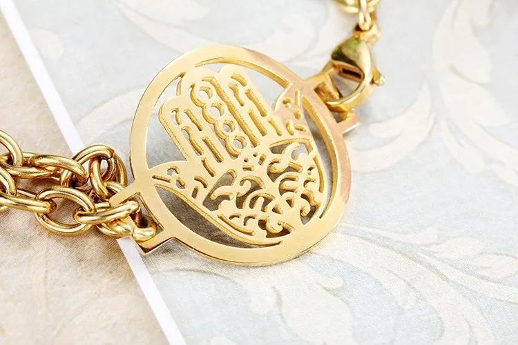 Gold or Silver Hamsa Hand Charm Bracelet